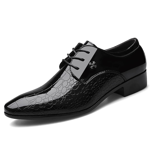  Per uomo Oxford Scarpe derby Scarpe formali Scarpe da smoking Footing Lavoro Matrimonio Ufficio e carriera PU Traspirante Antiscivolo Altezza crescente Con lacci intrecciali Nero Primavera Autunno