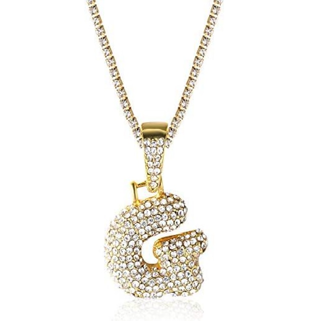 gold chain with bubble letter g iced out,initial necklace for men 18k ...