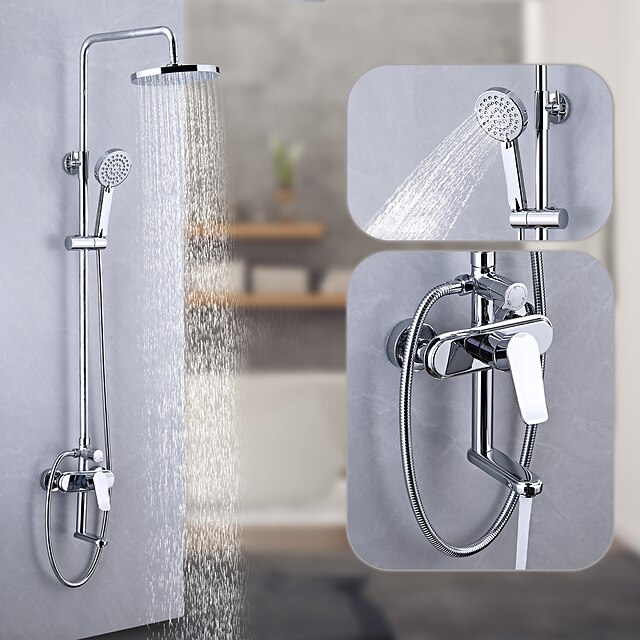  Budowa prysznica / System głowicy prysznicowej z deszczownicą Zestaw - Zawiera prysznic ręczny Prysznic z wieloma strumieniami Wodospad Nowoczesny / Tradycyjny Galwanizowany Zamontować na zewnątrz
