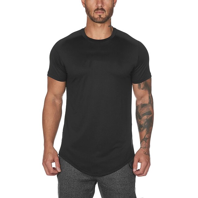 Sports & Outdoors Running, Jogging & Walking | Mens Crew Neck Yoga Top Summer Solid Color Dark Grey White Cotton Yoga Fitness Gy