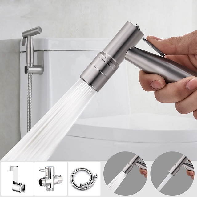  Two Ways 304 Stainless Steel Toilet Handheld Shattaf Bidet Sprayer Shower Heads Set Shower Faucet Accessories Muslim Shower G1/2 or G7/8