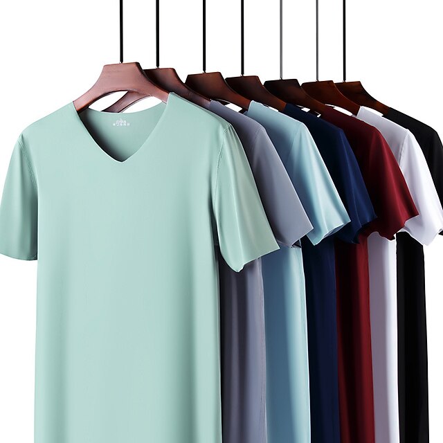 

Men's T shirt Hiking Tee shirt Short Sleeve Tee Tshirt Sweatshirt Top Outdoor Quick Dry Lightweight Breathable Sweat wicking Summer Ice Silk Solid Color Navy Wine Red White Hunting Fishing Climbing