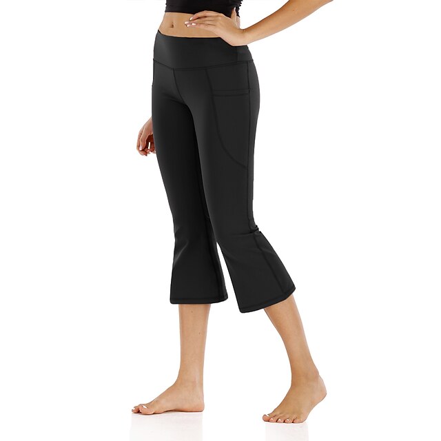 Mujer Alta cintura Pantalones de yoga Bolsillos laterales De campana  Pantalones Capri Control de barriga Color sólido Gris oscuro Rojo oscuro  Negro Licra Yoga Aptitud física Entrenamiento de gimnasio 8507483 2022 –  $25.61