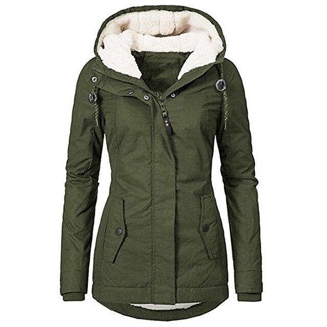 Women's Parka Street Fall Winter Puffer Jacket Long Coat Windproof Warm ...