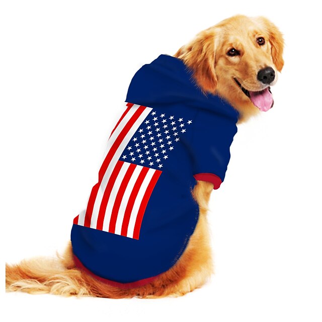  Dog Hoodie Sweatshirt Print Flag National Flag Fashion Cool Funny Casual / Daily Outdoor Dog Clothes Puppy Clothes Dog Outfits Breathable Blue Costume for Girl and Boy Dog Polyster S M L XL