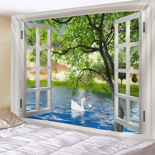 Home & Garden Home Decor | Window Landscape Wall Tapestry Art Decor Blanket Curtain Hanging Home Bedroom Living Room Decoration 