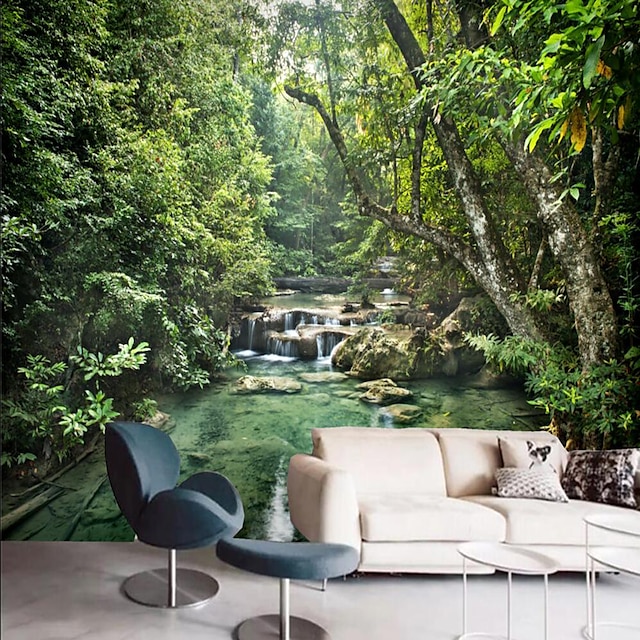  Cool Wallpapers Forest Nature Wallpaper Wall Mural Wall Sticker Covering Print Peel and Stick Removable Waterfall Vinyl PVC Home Décor