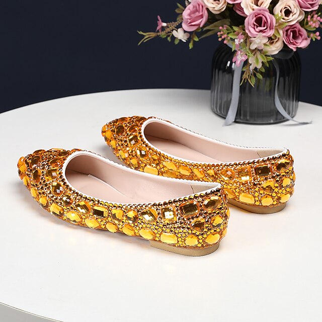 Women's Rhinestone Flat Heel Pointed Toe Bridesmaid Shoes