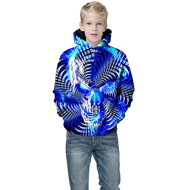 Baby & Kids Boys Clothing | Kids Boys Hoodie & Sweatshirt Long Sleeve Graphic 3D Print Blue Children Tops Active New Year - CT50