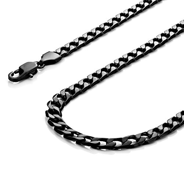  urban-jewelry 강력한 남성용 목걸이 블랙 316l 스테인레스 스틸 체인 46, 54, 59, 66-cm, (6mm)