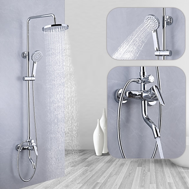  brusehane, brusesystem regnbrusehoved system sæt håndbruser inkluderet udtræksbruser med flere spray moderne traditionel galvaniseret montering udvendig keramisk ventil badekar bruser