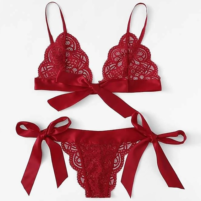  Women's Lace Lingerie Matching Bralettes Bras & Panties Sets for Lace Backless Wedding Daily Wear