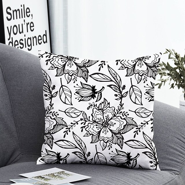 Home & Garden Home Decor | 1 pcs Polyester Pillow Cover & Insert, Floral&Plants Simple Classic Square Zipper Polyester Tradition