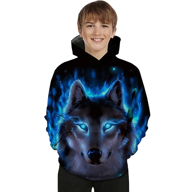 New Wolf 3D Hoodie Boys Sweatshirt Boys/Girls Hoodies Long Sleeve Pullover Novelty Casual Kids Animal Coats 