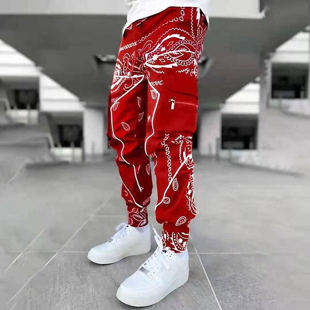 Men's Paisley Cargo Pants Track Pants 