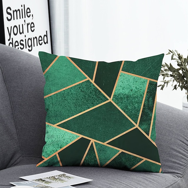  1 pcs Polyester Pillow Cover & Insert, Geometric Simple Classic Square Zipper Polyester Traditional Classic