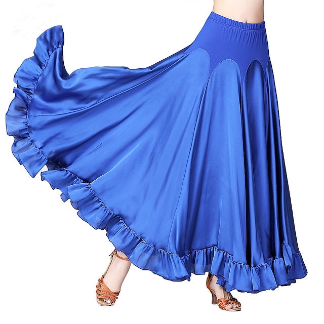  Ballroom Dance Skirts Ruffles Women's Performance Daily Wear High Polyester