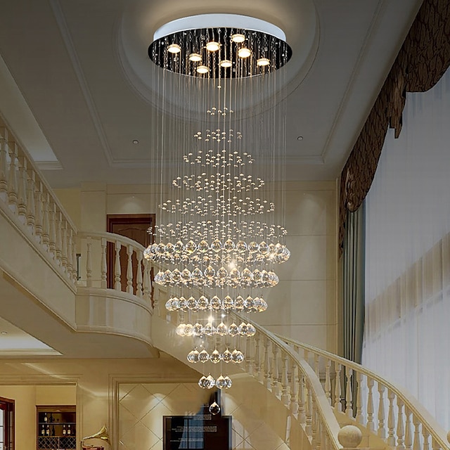  роскошные лестничные люстры освещение хрустальный подвесной светильник внутреннее потолочное освещение ресторан вестибюль хрустальные светильники гостиная лофт подвесной светильник