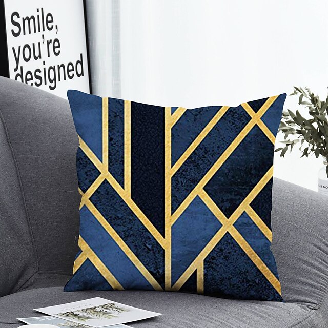  1 pcs Polyester Pillow Cover & Insert, Geometric Simple Classic Square Zipper Polyester Traditional Classic