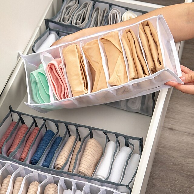 Storage Box 3pcs Folding Divider Storage Drawers For Underwear BRA Socks 6 7 11 Grade Bathroom Storage Containers2