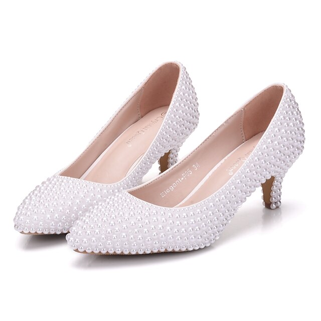 Shoes & Bags Womens Shoes | Womens Wedding Shoes Wedding Heels Bridal Shoes Bridesmaid Shoes Pearl Imitation Pearl Pumps Pointed