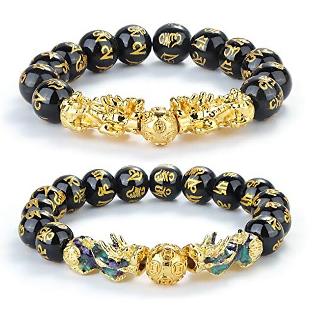  Bracelet de richesse en obsidienne noire feng shui pour hommes femmes réglable pi xiu bracelets élastiques