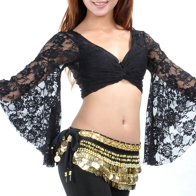 Belly Dance Top Lace Women's Performance Training Long Sleeve Lace 25