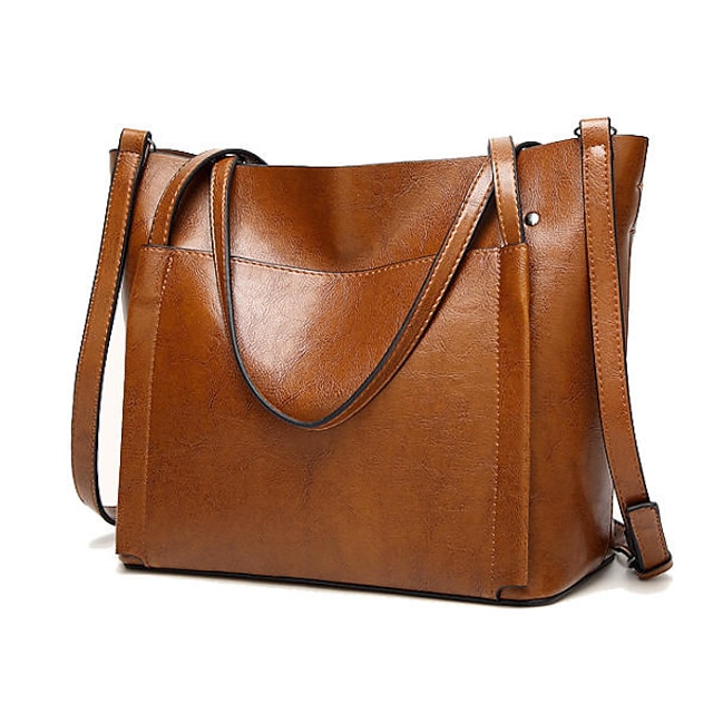 Shoulder Bags Women Oil Wax Cow Leather Tassel Top-handle Bags