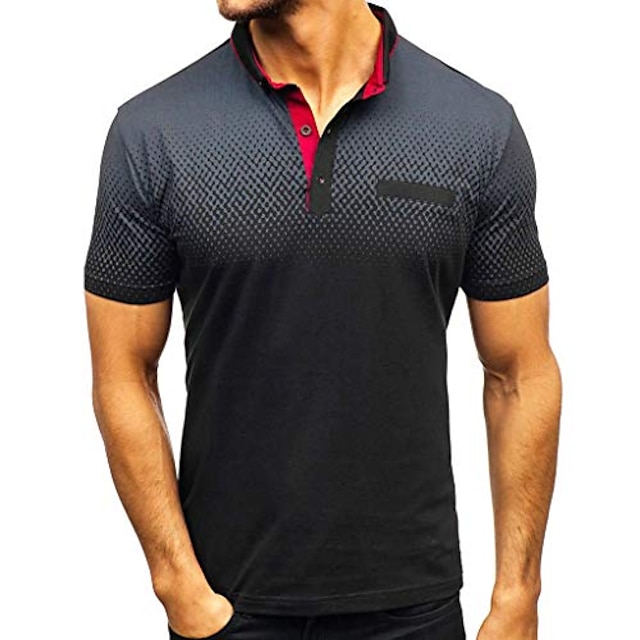  Men's Golf Shirt Tennis Shirt Graphic Patterned Collar Daily Club Short Sleeve Tops Casual Fashion Streetwear Navy White Black