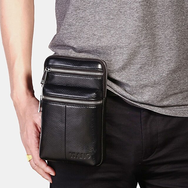  men genuine leather belt bag casual crossbody bag shoulder bag