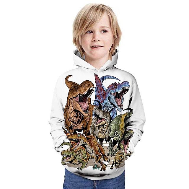 Baby & Kids Boys Clothing | Kids Boys Hoodie & Sweatshirt Long Sleeve White Dinosaur 3D Print Graphic 3D Animal Print Active - Q