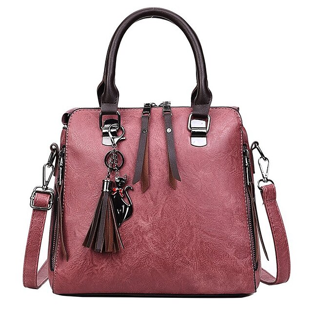  women tassel solid vintage handbag crossbody bag