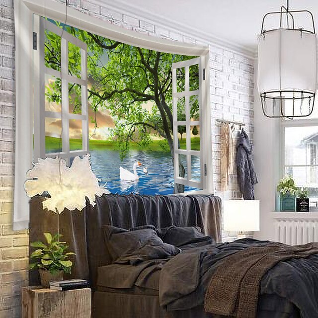 Home & Garden Home Decor | Window Landscape Wall Tapestry Art Decor Blanket Curtain Hanging Home Bedroom Living Room Decoration 