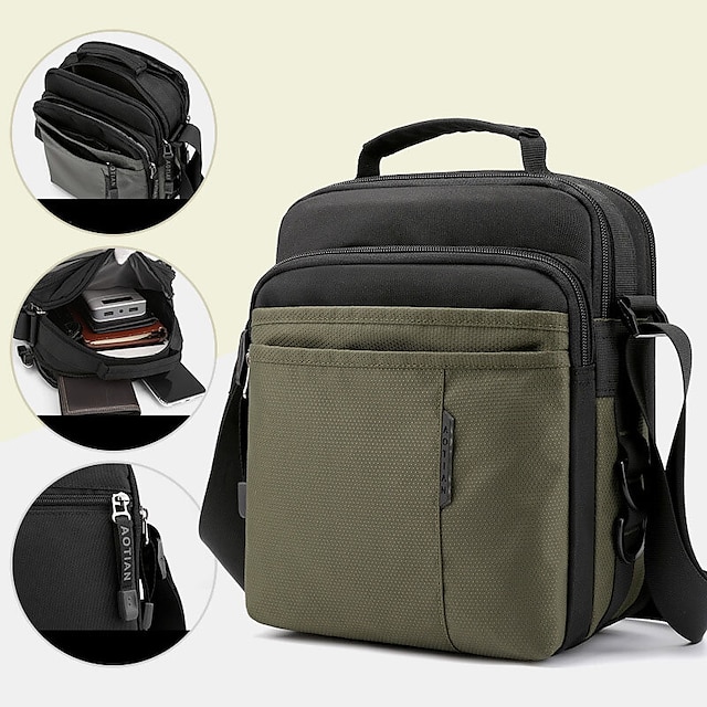  Men's Sling Shoulder Bag Crossbody Bag Shoulder Bag Nylon Outdoor Daily Holiday Zipper Solid Color ArmyGreen Black Blue Gray