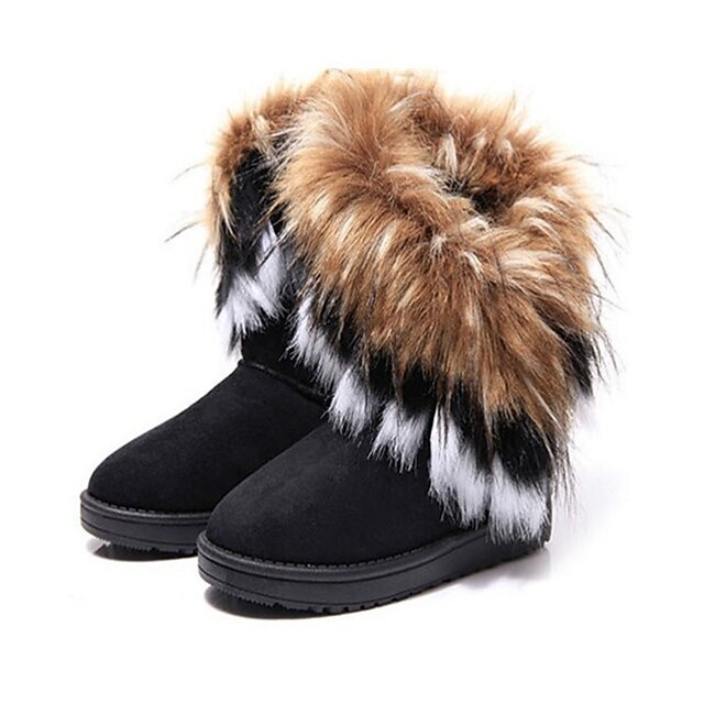  kvinnor vinter varm hög lång snö ankel stövlar faux fox kanin päls tofs skor