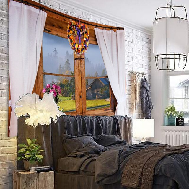 Home & Garden Home Decor | Window Landscape Wall Tapestry Art Decor Blanket Curtain Hanging Home Bedroom Living Room Decoration 