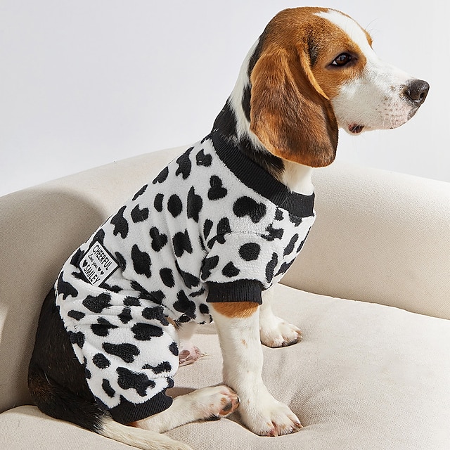  Fitwarm Adorable Milk Cows Pet Dog Clothes Comfy Velvet Winter Pajamas Coat Jumpsuit  Dog Coral Fleece XL