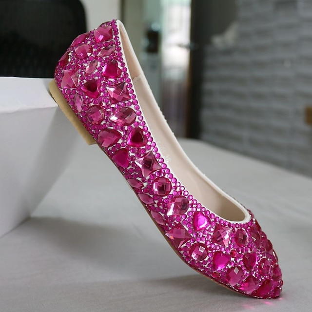 Rhinestone Embellished Peep Toe Flat Shoes. main image 1