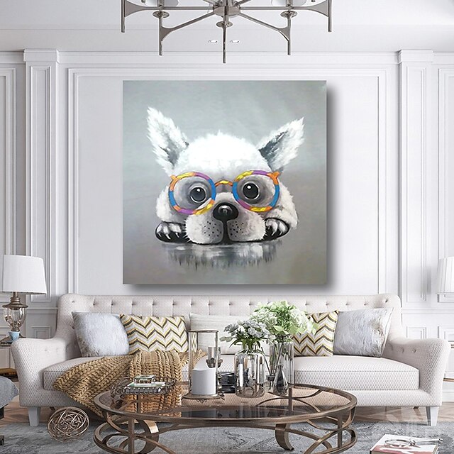 Home & Garden Wall Art | Nursery Oil Painting Hand Painted Square Animals Pop Art Modern Stretched Canvas - TF56348