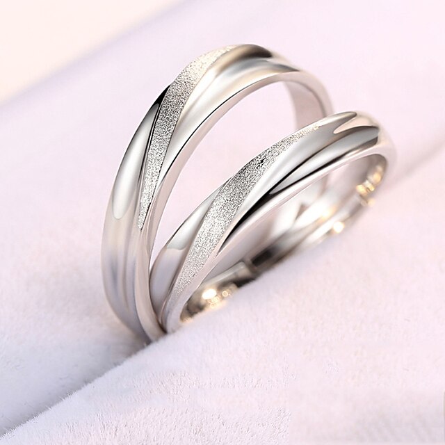 Couple Ring Geometrical male Female S925 Sterling Silver Love Precious Elegant Fashion Adjustable / Couple's / Adjustable Ring