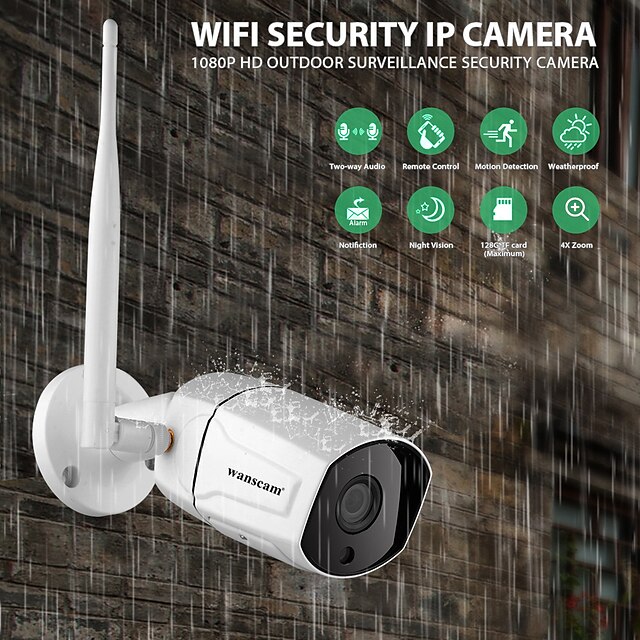  Wanscam K22 Wireless 1080P 2MP IP Camera 3.6mm Lens 6PCS LEDs Support 3x Digital Zoom (Out On APP) Night Vision Outdoor IP66 Waterproof Onvif Audio Night Vision Remote Access Motion Detection