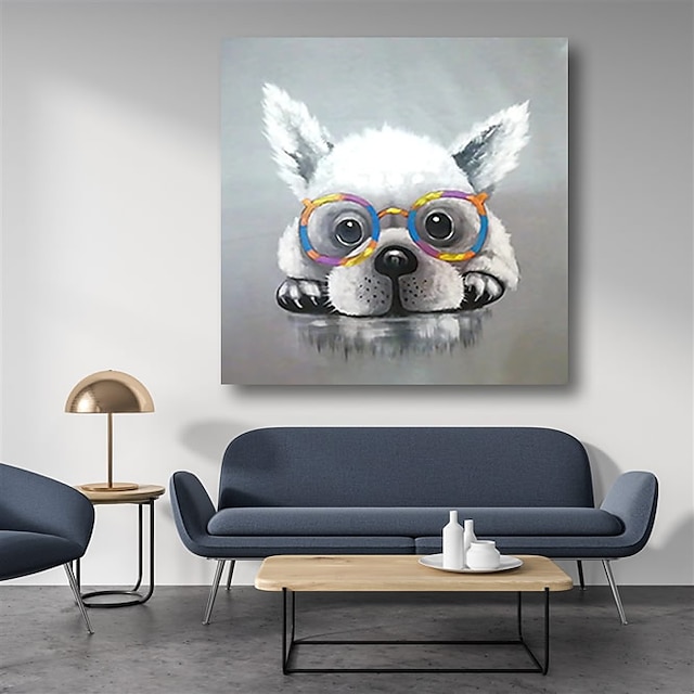 Home & Garden Wall Art | Nursery Oil Painting Hand Painted Square Animals Pop Art Modern Stretched Canvas - TF56348