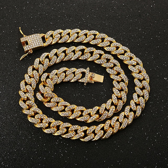 Shoes & Bags Fashion Accessories | Cuban Chain Link Necklace Iced Out Necklace Hip Hop Chain Gold Silver Rose Gold 45/50/55/60 c