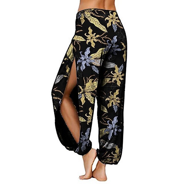 

Women's Casual / Sporty Athleisure Jogger Chinos Split Elastic Waist Print Full Length Pants Casual Weekend Micro-elastic Flower / Floral Comfort Mid Waist Blue Purple Pink Orange Yellow S M L XL XXL