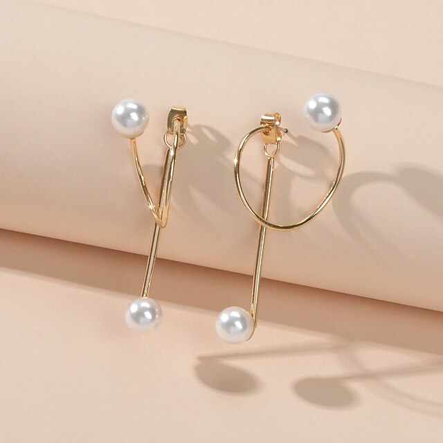  Women's Stud Earrings Geometrical Trendy Imitation Pearl Earrings Jewelry Gold For Date Festival 1 Pair