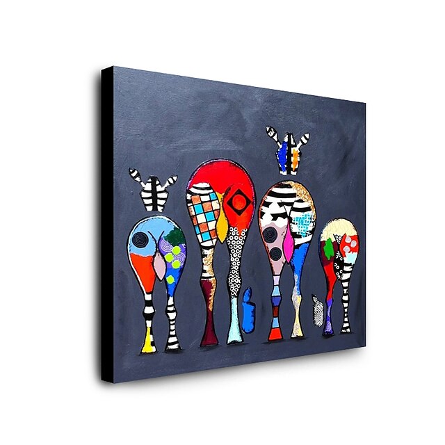 Home & Garden Wall Art | Nursery Oil Painting Hand Painted Square Abstract Animals Modern Stretched Canvas - IA20417