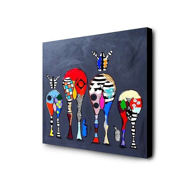 Home & Garden Wall Art | Nursery Oil Painting Hand Painted Square Abstract Animals Modern Stretched Canvas - IA20417