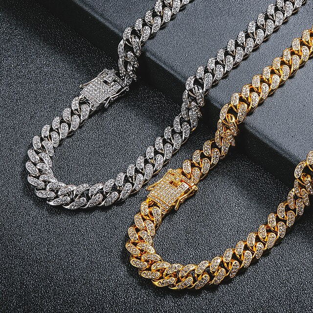 Shoes & Bags Fashion Accessories | Cuban Chain Link Necklace Iced Out Necklace Hip Hop Chain Gold Silver Rose Gold 45/50/55/60 c