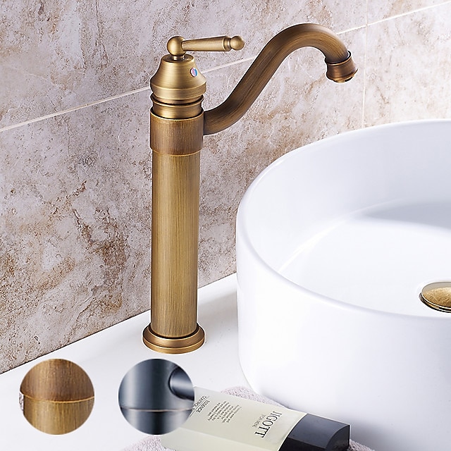  Bathroom Sink Faucet - Rotatable Antique Brass / Electroplated Centerset Single Handle One HoleBath Taps