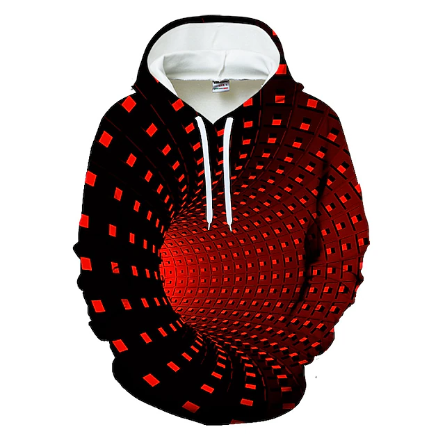 Men's Geometric Optical Illusion Hoodie Hoodies Sweatshirt Casual Long Sleeve Hooded Black Yellow Designer 13
